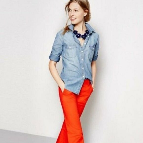 J. Crew "the perfect shirt" chambray button down shirt || XS - Picture 9 of 10